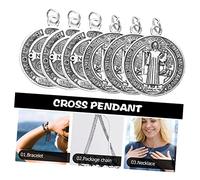 Angoily 12 Pièces Lot de Pendentifs Saint Benoît pour Porte Clés et Colliers Breloques Chrétiennes Décoratives Style Italien Aléatoire Ornement de Noël