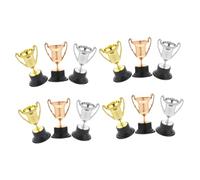 Angoily 12 pièces Lot de Trophées Plastique Miniatures pour Garçon Fille Récompenses de Compétition Or et Décorations pour Fêtes et Événements Scolaires Réutilisable