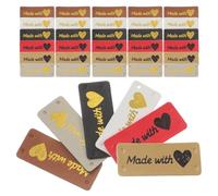 Angoily 120 pièces Lot Étiquettes PU Made With Love Cœur pour Couture DIY Accessoires Chapeaux Sacs Tricots Étiquettes à Coudre Faciles à Fixer pour Projets Artisanaux