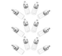 Angoily 12pièces Breloque Flacon Verre Petite Fiole Vide Cylindrique pour Création Bijoux Loisirs Créatifs Noël Fêtes Décoration Mariage