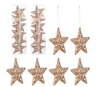 Angoily 18 Pcs Décoration Sapin de Noël Étoile 3D Dorée en PVC Légère et Facile à Suspendre pour Espaces Publics et Bureaux, Ornement Festif Élégant pour Célébrations Couleur Aléatoire