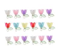 Angoily 18 Pcs Lily Flower Charms Pendants With Leaf Floral Beads For DIY Earrings Bracelets Keychains Crafting Accessories
