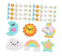 Angoily 180 Pièces Mini Erasers Back To School Cute Cartoon Rainbow Moon Shaped Pencil Erasers For Students Classroom Party Prizes
