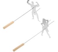Angoily 1ensemble Set de Piques à Brochette Acier Inoxydable Résistants Chaleur pour Barbecue Extérieur Fourchettes à Viande Pratiques et Réutilisables pour Grillades Accessoires Bbq
