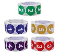 Angoily 2 500 petites étiquettes rondes numérotées de 1 à 5 - Autocollants circulaires colorés pour enfants, travaux manuels, école, bureau, inventaire, boîte aux lettres, réfrigérateur, bacs