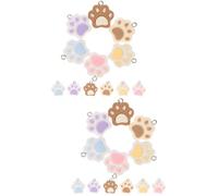 Angoily 2 Ensembles Accessoires En Résine Pour Chien Animal De Compagnie Mignon Bijoux Breloques Pendentifs Patte De Chat Perle De Charme Imprimé Paw Pendentifs Colorés 18 Pièces * 2