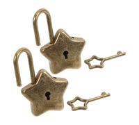 Angoily 2 Ensembles Lot de Cadenas Mini Métal Étoile à Cinq Branches avec Clé Accessoires DIY pour Carnet Boîte à Bijoux Sacoche à Dos et Coffret de Rangement