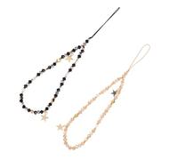 Angoily 2 Pièces Anti-slip Phone Wrist Strap With Five-pointed Star Rhinestone Beaded Chain Lightweight Phone Lanyard For Secure And Stylish Mobile Carrying