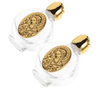 Angoily 2 pièces Bouteilles Verre Décoratives à Embosse Portable de Flacons Miniatures Anti-Fuite Contenant Élégant pour Eau Bénite et Huiles Essentielles