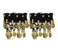 Angoily 2 Pièces Bracelet de Cheville à Pièces en Mousseline Noire pour Danse du Ventre Charme Supplémentaire, pour Mariage et Cosplay, Accessoire Élégant pour Danseuses