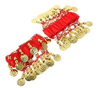 Angoily 2 Pièces Bracelet de Cheville en Chiffon Rouge pour Danse du Ventre, Accessoires de Déguisement pour Danseuses, Embellit la Performance et Apporte un Charme Supplémentaire