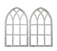 Angoily 2 Pièces Cadre de Fenêtre Décoratif Maisons Restaurants et Décoration Murale Intérieure pour Style Cathédrale Rustique Beige en Bois Élément Architectural Minimaliste