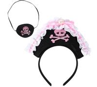 Angoily 2 Pièces Coiffe de Pirate en Feutre Noir Cache-œil pour Cosplay Halloween, Accessoire Rôle-play pour Fête et Événement, pour Adolescents et Filles