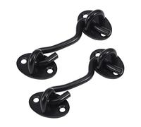 Angoily 2 pièces Crochet de Fenêtre Vent Acier Inoxydable Fixation avec Vis Crochet pour Porte de Cabine et Fenêtre Noir Quincaillerie Pratique pour Sécurité Placard et Arrêts Portes
