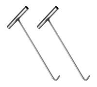 Angoily 2 Pièces Crochet T en Acier Inoxydable Robuste pour Levage de Plaques D'égout, Surface Lisse et Antirouille, pour Ouverture Extérieure de Regards et Réparation D'égouts
