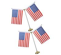Angoily 2 Pièces Drapeaux de Table Miniature avec Base pour Décoration Maison Drapeaux Américains et Autres Couleur Aléatoire