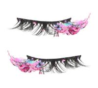 Angoily 2 Pièces Faux Cils Lumineux Pourpre en Fibre Réutilisables Effet Dense, Bande Auto-adhésive pour Maquillage Soirée et Cosplay