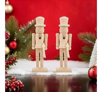 Angoily 2 Pièces Figurine Casse-Noisette en Bois Non Peinte 18cm Décorative pour Noël Soi-même, Décoration de Maison Simple et Élégante pour Salon ou Chambre