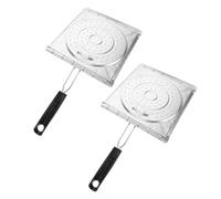 Angoily 2 Pièces Grille de Cuisson Pliable en Acier Inoxydable avec Poignée en Plastique Confortable, Facile à Nettoyer, pour Barbecue en Plein Air et Camping