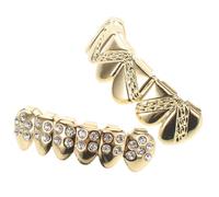 Angoily 2 Pièces Grilles Dentaires pour Hommes en Métal Plaqué Or, Confortables et Polyvalentes, Accessoires Hip Hop pour Costumes Halloween et Fêtes Festives