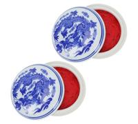 Angoily 2 Pièces Ink Pads Calligraphy Chinese Style Retro Design Practical Artwork DIY Ink Pads for Fabric Wood Paper