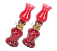 Angoily 2 pièces Lampe à Pétrole Rétro Verre avec Mèche Lanterne Ancienne pour Camping Extérieur Éclairage Romantique pour Couple Lampe Tempête Légère et Portable