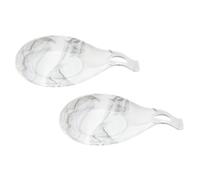 Angoily 2 pièces Lot de Repose-cuillères Silicone Résistant Chaleur avec Motif Marbre Supports Antidérapants pour Ustensiles de Cuisine Cuillères et Louches