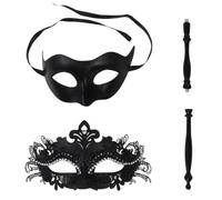 Angoily 2 Pièces Masque de Carnaval Noir Mystérieux en Plastique, Confortable et Portable, pour Festivals et Soirées Costumées