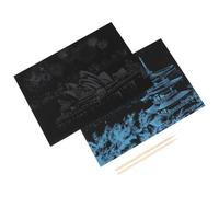 Angoily 2 Pièces Papier à Gratter Noir DIY Paysage Urbain, Noir, Bambou et Papier, Bâton de Grattage, à Accrocher au Mur, pour Loisirs Créatifs Familiaux