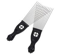 Angoily 2 Pièces Peigne à Aiguilles en Acier Noir pour Coiffeur, Démêlant Cheveux Dents Larges, Forme Éventail en Plastique et Acier, Salon et Barbier