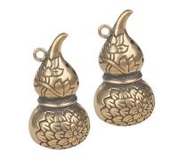Angoily 2 pièces Pendentif Feng Shui Laiton Vintage Ornement Suspendu Forme de Gourd Creux Lotus Charme pour Colliers et Porte-clés