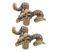 Angoily 2 Pièces Poignées de Meubles Laiton Vieilli Têtes de Chèvre Sculptées Tirettes Vintage pour Armoires et Placards Accessoires Décoratifs Robustes