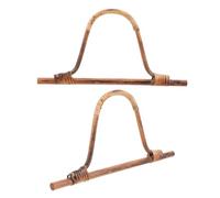 Angoily 2 pièces Poignées de Sac D Rotin Naturel Lot de Poignées Courtes Ergonomiques pour Sacs de Plage Accessoires de Remplacement Crochés et Tissés