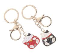 Angoily 2 Pièces Porte-clés Chat Japonais Maneki Neko Bijou Déco et Fortune pour Sacoche à Main Pendentif Créatif Noir et Rouge Cadeau Original pour Fille