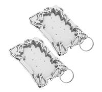Angoily 2 Pièces Porte-photocarte Irregular Plastique Électroplaqué Porte-clés Mini Cadre Photo Transparent Protecteur pour Carte Étudiant et Bus Cadre Photo Créatif et Portable
