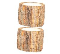 Angoily 2 pièces Pot Bois Naturel pour Plantes et Petites Fleurs et Résistant à la Sécheresse Décoration Maison pour Bureau et Balcon de Pots Originaux pour Plantes