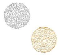 Angoily 2 Pièces Sets de Table Ronds Tissés Main, Napperon Creux PVC Argenté, Décoratif, Protège Table, pour Assiettes et Bouteilles, Boutique et Maison
