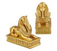 Angoily 2 Pièces Statues de Sphinx Égyptien Doré Résine Lot de Décoration de Bureau et Accessoires Photo Enseignement