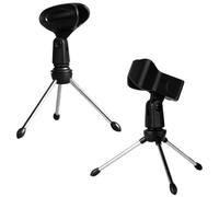 Angoily 2 Pièces Support de Micro Trépied Rotatif en Plastique Noir, Structure Triangulaire, Clip Coussin, Réglable pour Microphone à Main, Conférences et Lectures