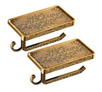 Angoily 2 Pièces Support Porte-Papier Toilette rétro Rack de Tissus de Salle de Bain Support de Serviette à Main Porte Papier Toilette Mural Golden