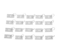 Angoily 20 Étiquettes Numérotées 1-20 : Plaques Découpées en Acier Inoxydable avec Anneaux, Porte-clés Rectangulaires pour Identification et Organisation Vestiaire