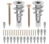 Angoily 20 Jeux de Chevilles à Expansion Spirale pour Plaques de Plâtre 13X42 MM avec Vis en Alliage de Zinc et Fer Kit de Fixation pour Cloisons Creuses Portes Creuses Utilisation