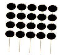 Angoily 20 Pièces Étiquettes de Jardin Bois Mini Tableau Noir Ovales de Étiquettes pour Fleurs et Plantes Décoration de Mariage et Fête pour Écrire des Messages et Numéros de Table