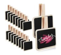 Angoily 20pièces Lot De Mini Tableaux Noirs Carrés Pinces Bois Réutilisables Et Effaçables Système De Fixation Robuste Pour Buffet Et Organisation Événements