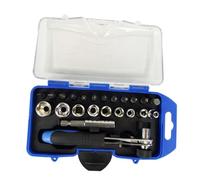 Angoily 23 pièces Jeu de Clés à Cliquet avec Douilles et Tournevis Coffret Complet pour Bricolage Manuel Clé Plate Articulée et Cliquet Réversible Outils Polyvalents pour Réparation