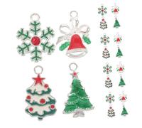 Angoily 24pièces Pendentifs Noël Breloques Sapin de Noël Flocon Clochette pour Création Bijoux