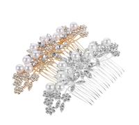 Angoily 2pièces Peignes Cheveux Mariage Vintage Lot de Pince Cheveux Strass Fleur Bijou Tête Mariée Demoiselle Honneur Accessoires Coiffure