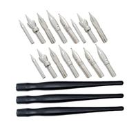 Angoily 3 Ensembles Set de Porte-Plumes Bois avec Pointes Acier Inoxydable pour Dessin Calligraphie et Peinture Stylo Ligne Précis pour Masquage Liquide et Aquarelle