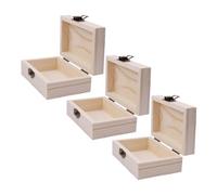 Angoily 3 pièces Boîte de Rangement Massif Coffret Bijoux Multifonction Petite Boîte à Trésors avec Couvercle Charnière Protection Poussière pour Bijoux et Objets Précieux