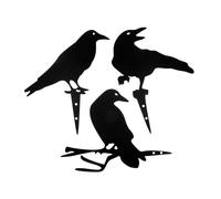 Angoily 3 Pièces Décoration Murale Corbeau Fer Forgé Statue Jardin Extérieur Résistante et Élégante Ornement Décoratif Polyvalent pour Maison et Jardin